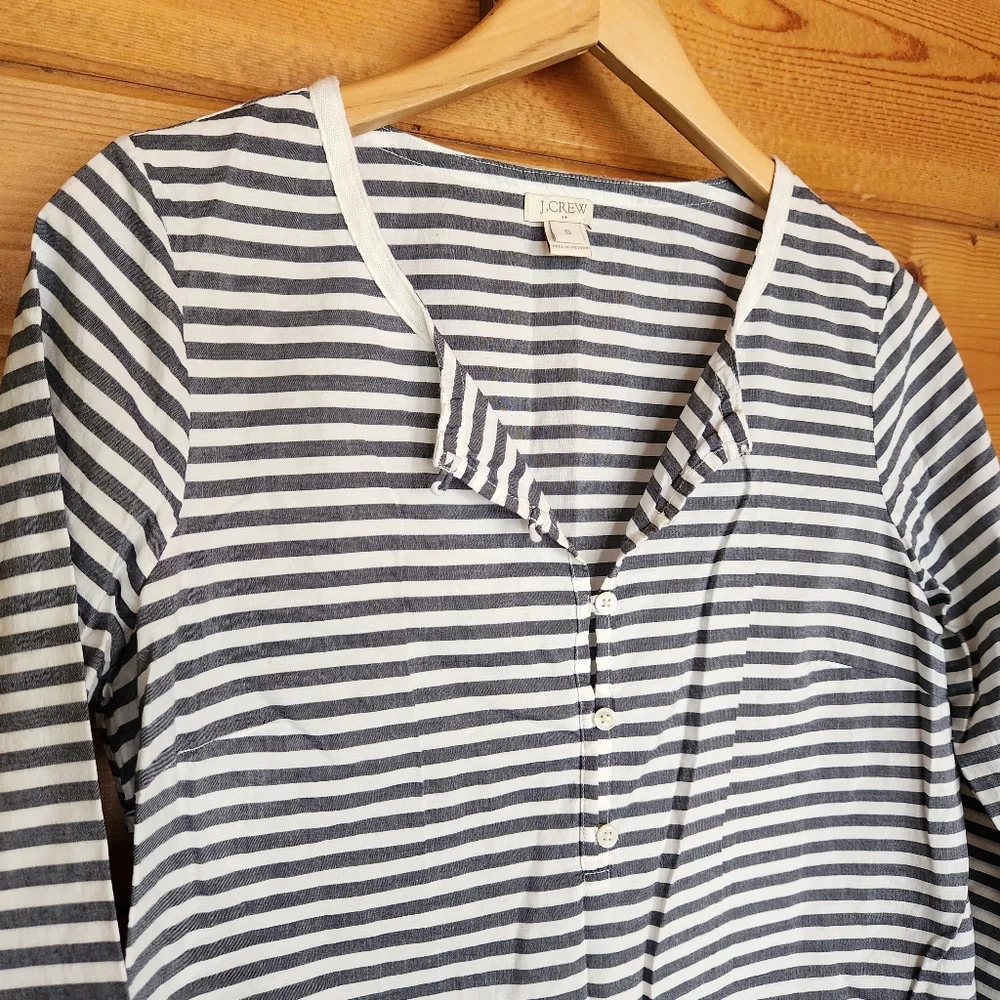 J. CREW 💜‎ Gray Stripe Pocket Tunic Shirt Dress Swim Cover Striped Shift C8759